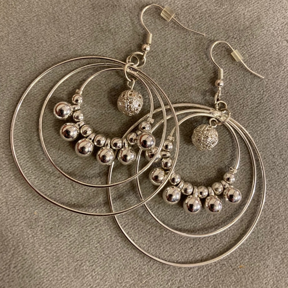 4/$10 Boho Silver Tone Dangle Earrings